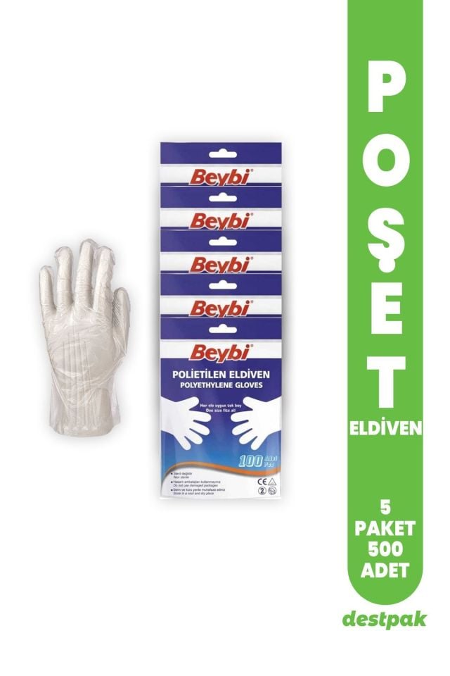 Beybi Şeffaf Poşet Eldiven (5 PAKET - 500 ADET)