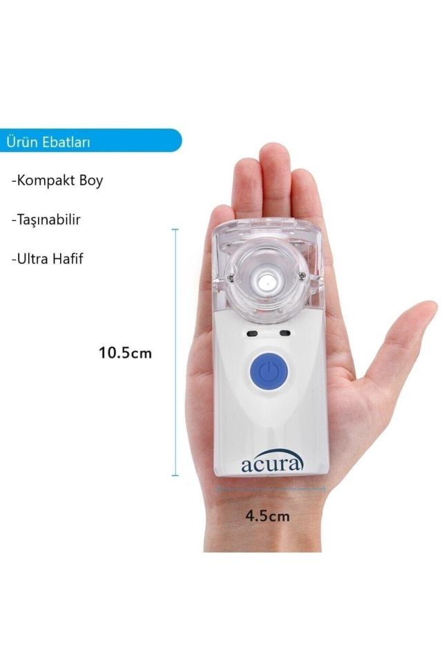 Pilli, USB Kablolu, Yetişkin ve Çocuk Maske Mesh Nebulizatör