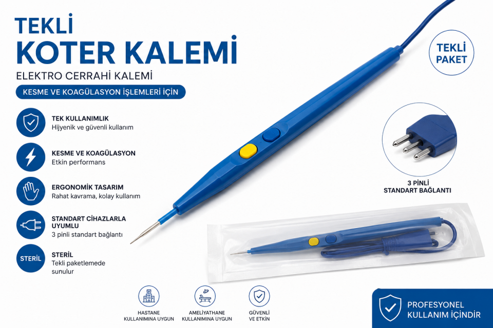 Tekli Koter Kalemi – Elektro Cerrahi Koter Kalemi