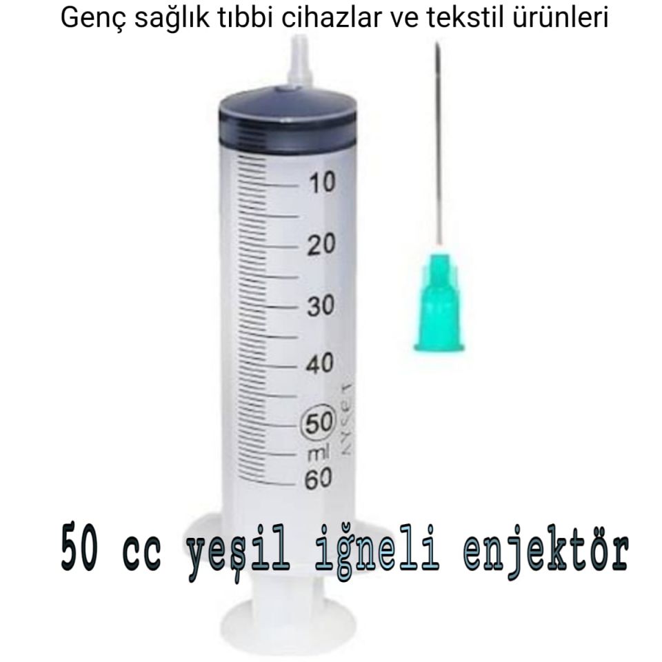 50 ml Steril Enjektör. Contalı iğneli