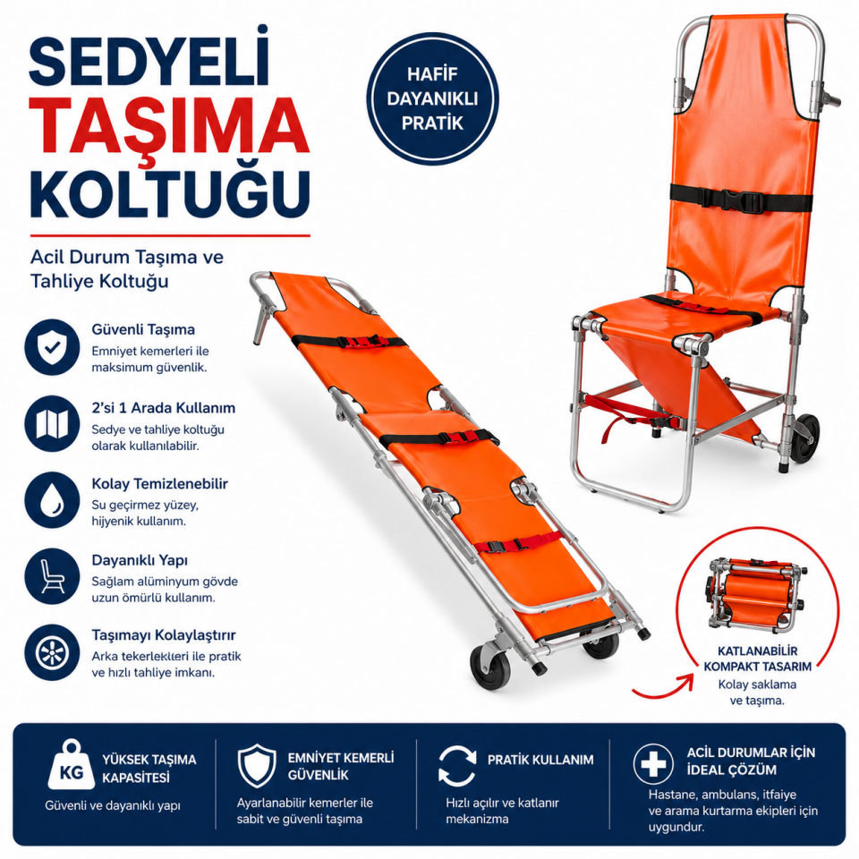 Kombine Sedyesi (Sandalye Sedye / Merdiven Sedyesi)