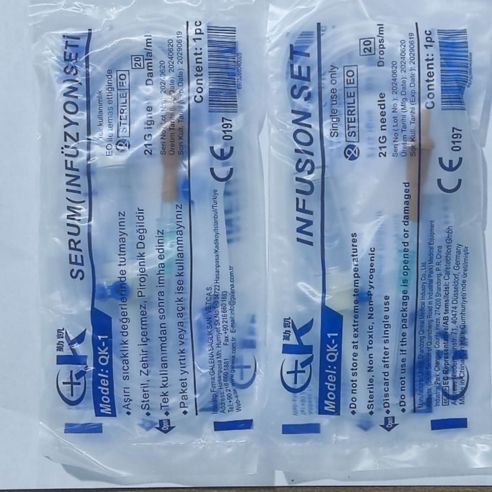 GALENA serum seti 21g iğneli,INFüZYON seti (luerlock vidalı) 50-Adet