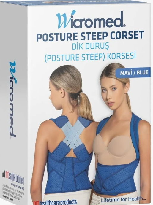Wicromed Dik Duruş Korsesi Neopren Delikli Mavi (Posture-Steep)