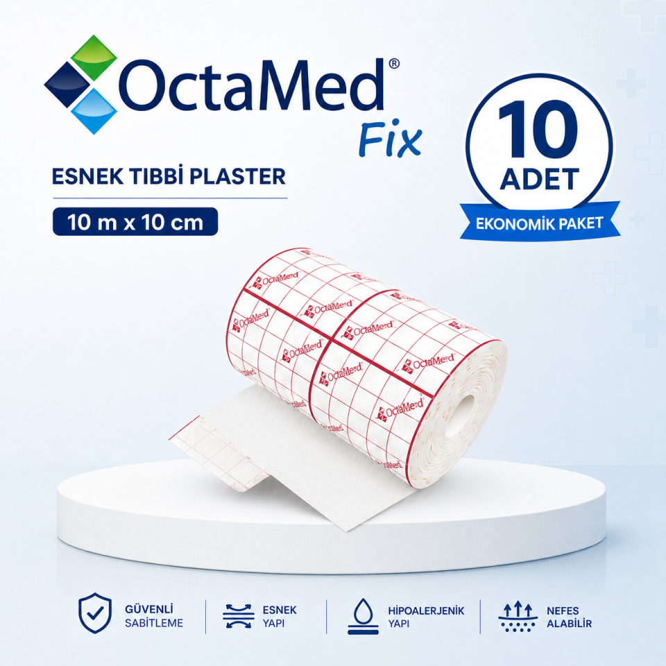 Hipoalerjenik Octamed Tıbbi Fix Flaster 10 CMX 10 Mt/10 Paket