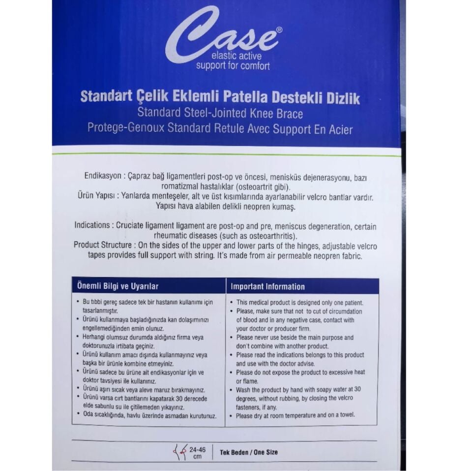 Çelik Eklemli Patella Destekli Dizlik