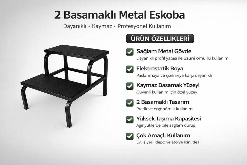 Eskoba Siyah (2 Basamaklı Medikal Tabure)