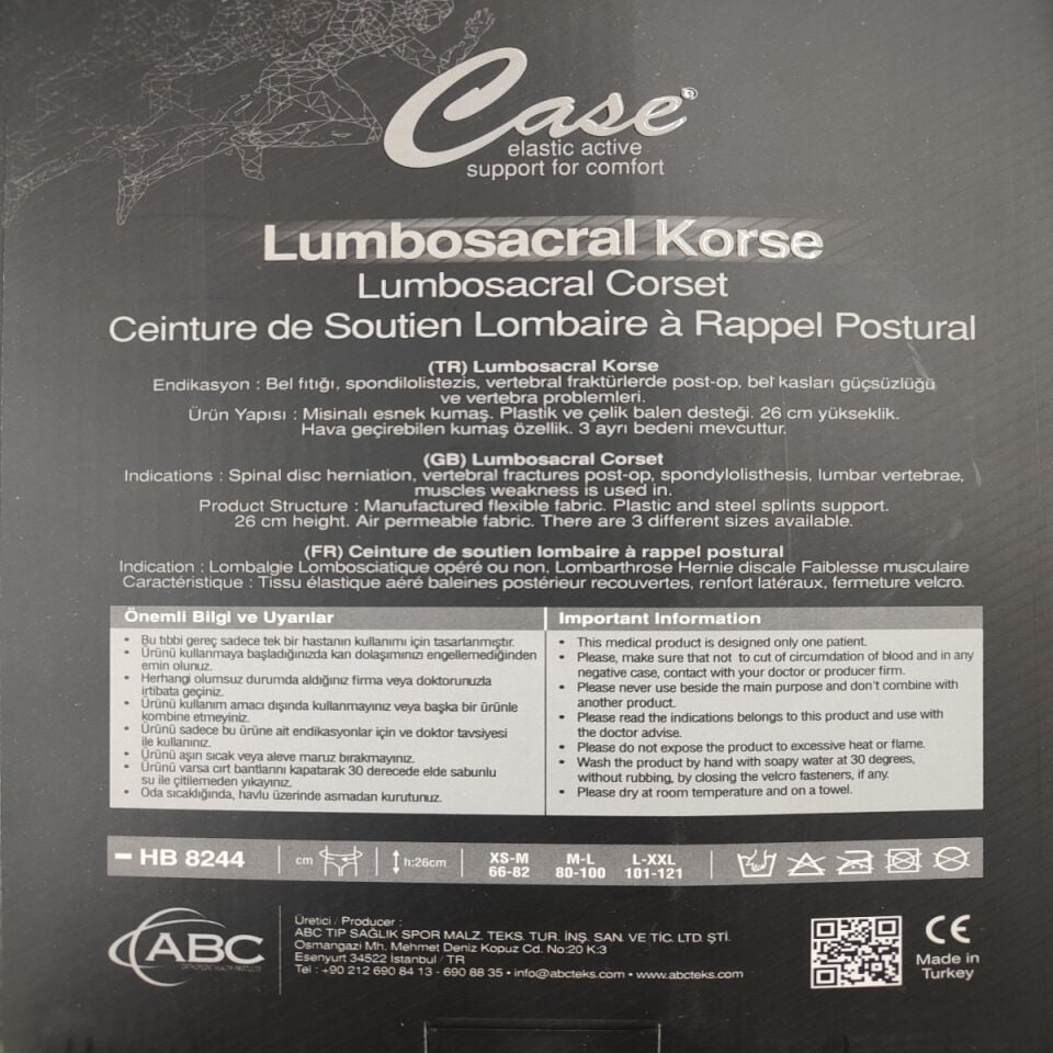 Lumbosacral Korse Ortopedik Bel Korsesi