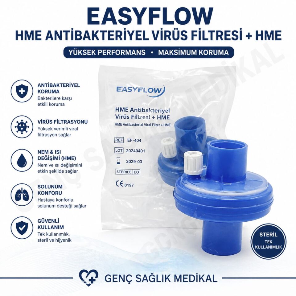 HME Antibakteriyel Viral Filtre + HME (Isı ve Nem Filtre)