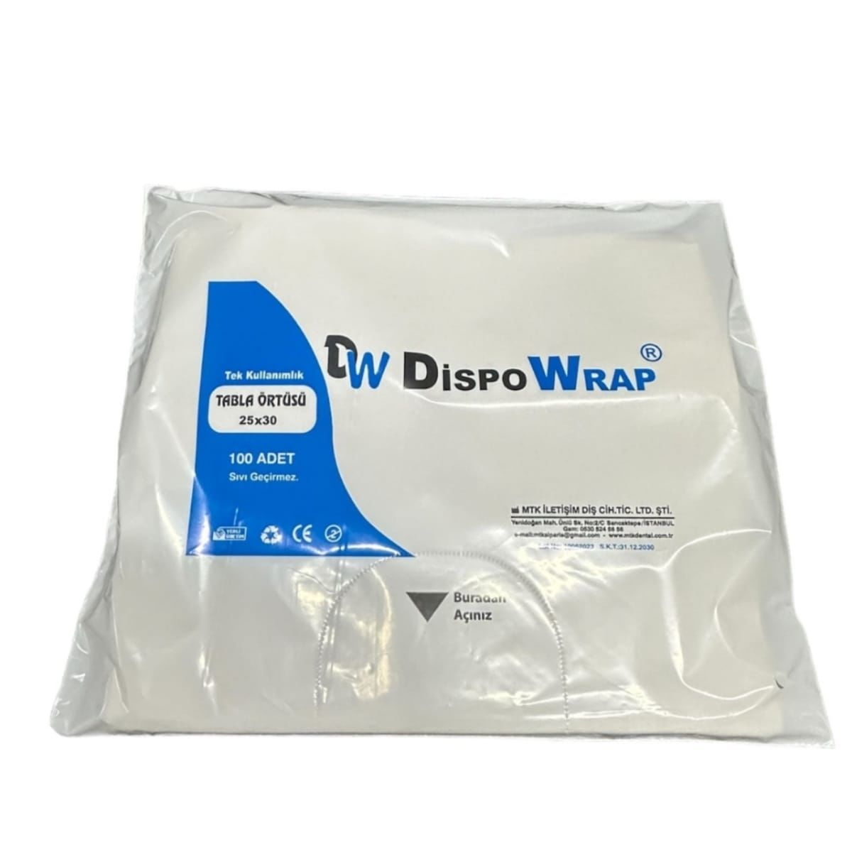 DENTAL UNİTE Tabla örtüsü 25x30 cm(100'Lü Paket)