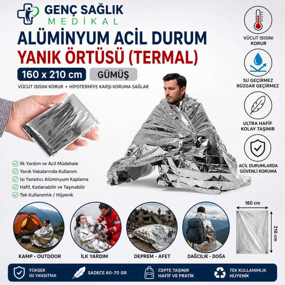 Alüminyum Acil Durum Yanık Örtüsü (Termal)
