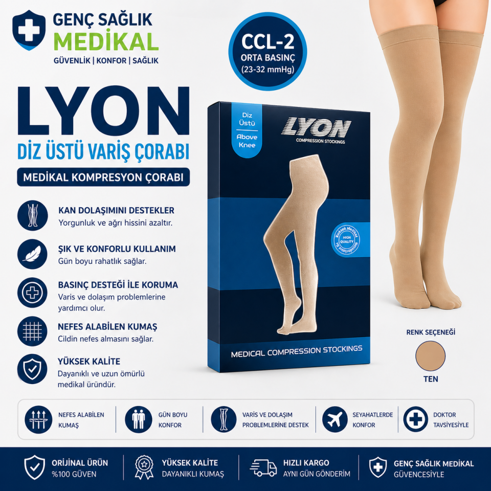 Diz Üstü Varis Çorabı (B.Açık) CCL-2 LYON