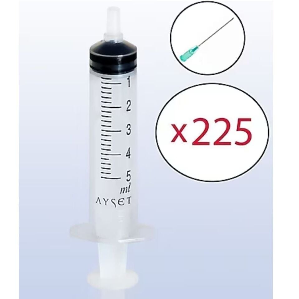 Ayset 5 Cc Enjektör 21G Yeşil İğneli (3 Parça)