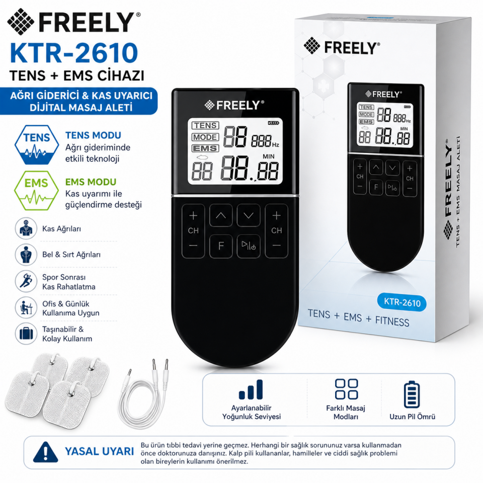 Freely TENS EMS Masaj Aleti -Ağrı Giderici Elektroterapi Cihazı