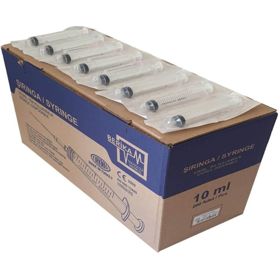 Berika 10CC (10 ml) 3 Parça Yeşil Uçlu Enjektör – 200 Adet