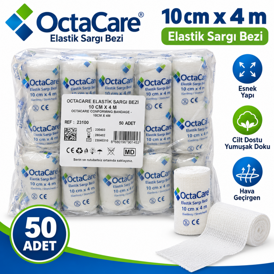 Elastik Sargı Bezi 10 cm x 4 m (50 Adet)