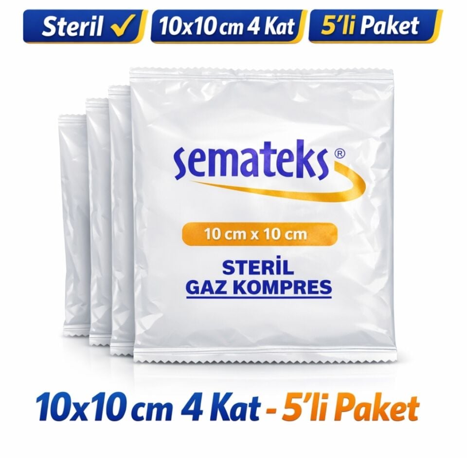 Steril Spanç 10x10 8 Kat 5 li -Paket Gaz Kompres