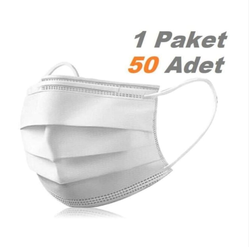 3 Katlı Beyaz Maske Cerrahi Yetişkin Unimoda