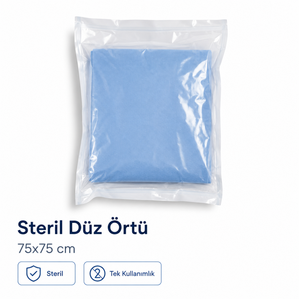 Steril Düz Örtü 75x75 cm | Tek Kullanımlık Medikal Örtü