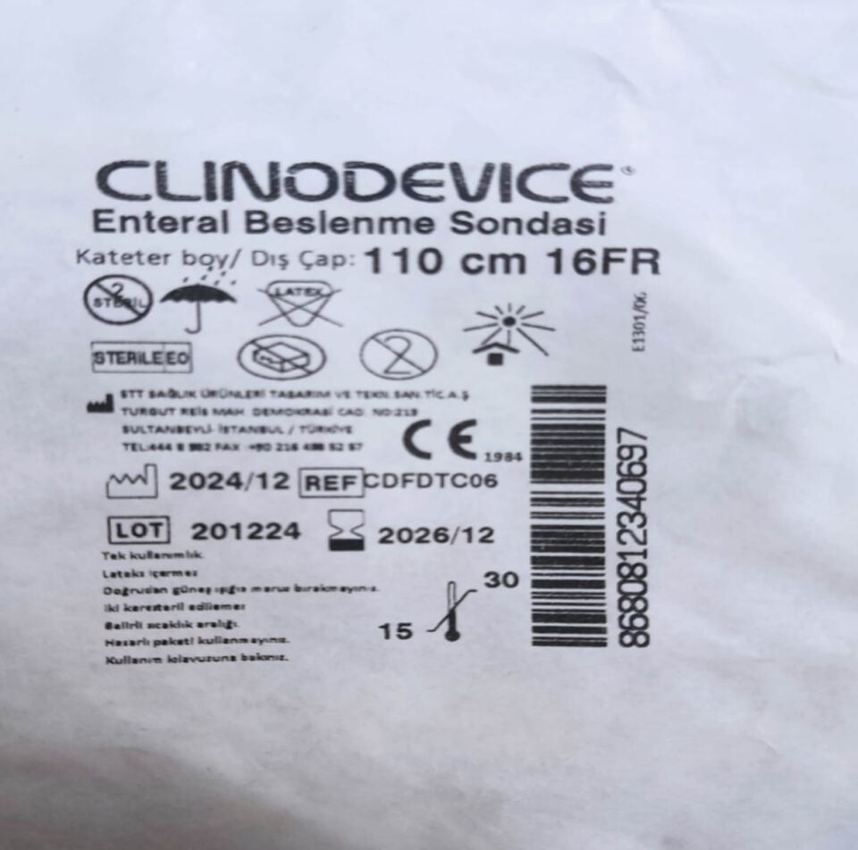 Clınodevıce Nazogastrik Enteral Beslenme Sondası No:16 FR