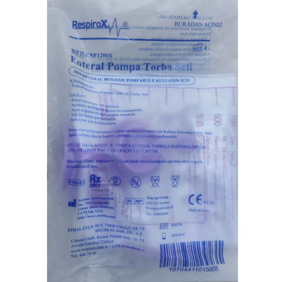 Respirox Tekli Enteral Mama Torbası