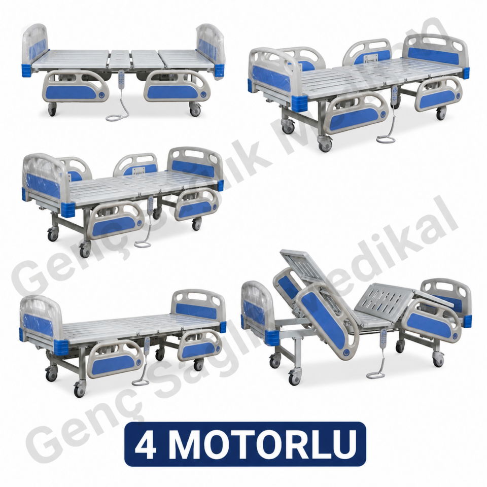 4 Motorlu ABS Korkuluklu Hasta yatağı (AZKA 4002 )
