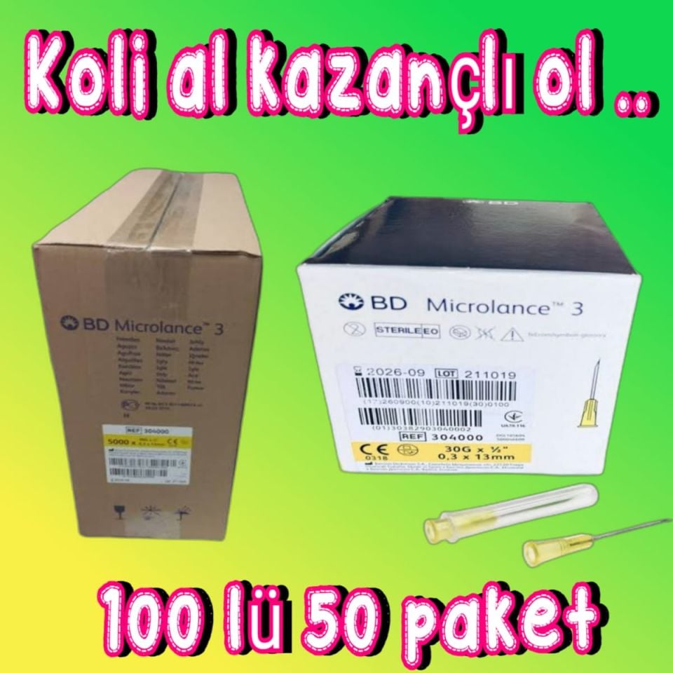 BD Mezoterapi Iğne Ucu Sarı 30g 13mm(100'Lü-50 Paket)