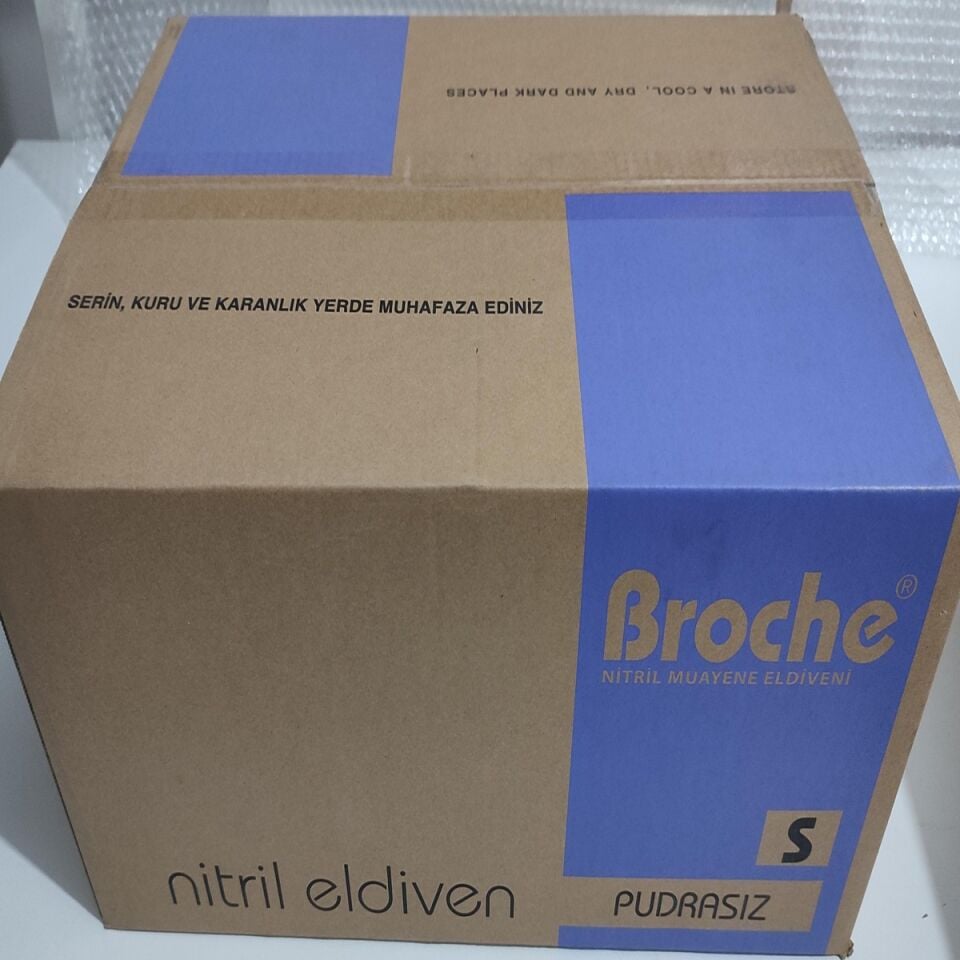 Mavi Nitril Muayene Eldiveni Pudrasız 1 KOLİ (BROCHE)