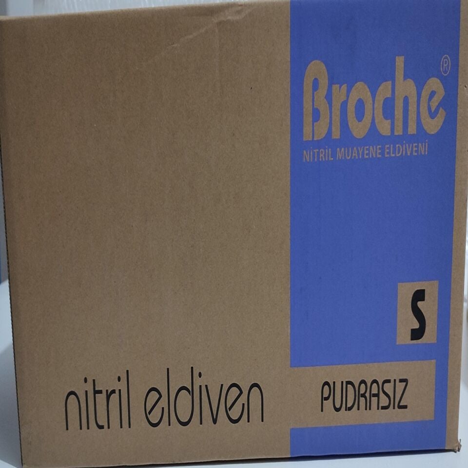 Mavi Nitril Muayene Eldiveni Pudrasız 1 KOLİ (BROCHE)