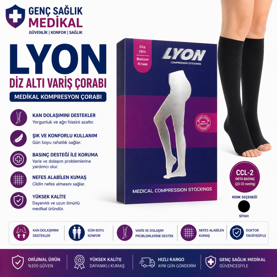 Diz Altı Varis Çorabı Siyah (B.açık) CCL-2 LYON