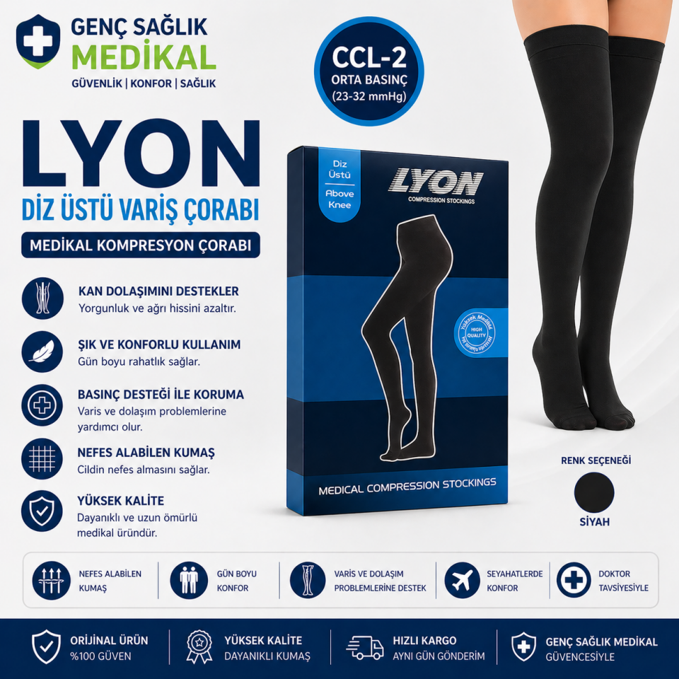 Diz Üstü Varis Çorabı Siyah (B.Kapalı) CCL-2 LYON