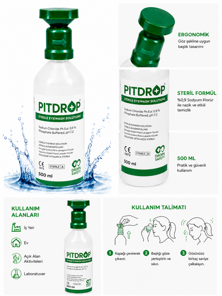 Steril Göz Yıkama Solüsyonu 500 ml (PITDROP)