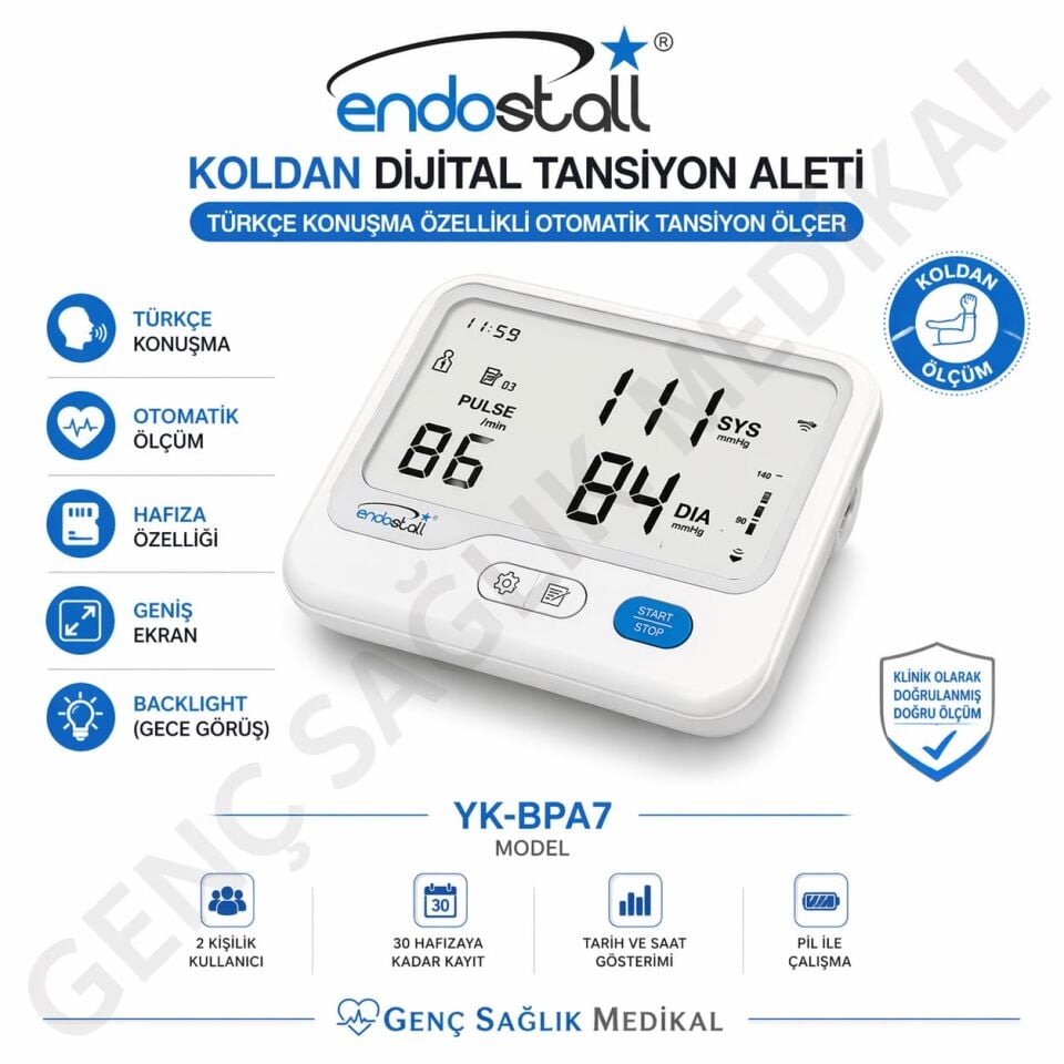 Endostall Koldan Dijital Tansiyon Aleti – Türkçe Konuşma  (YK-BPA7)