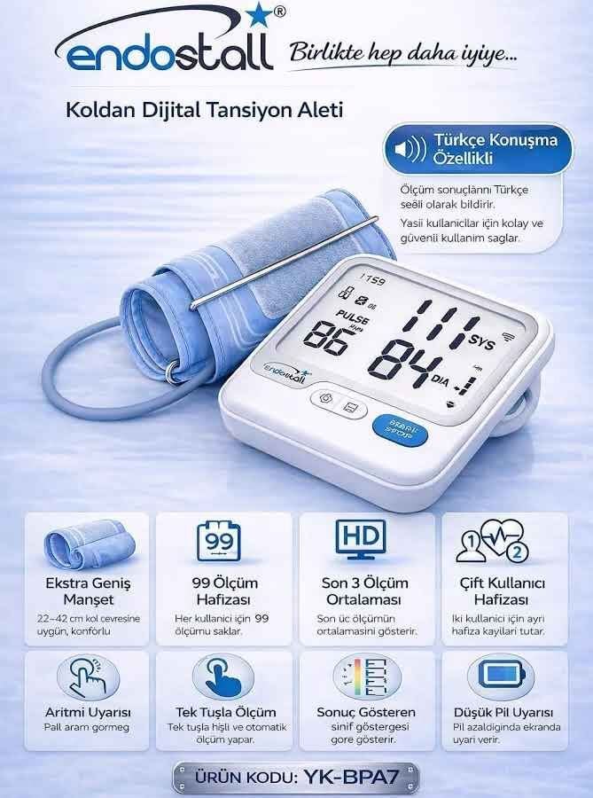 Endostall Koldan Dijital Tansiyon Aleti – Türkçe Konuşma  (YK-BPA7)