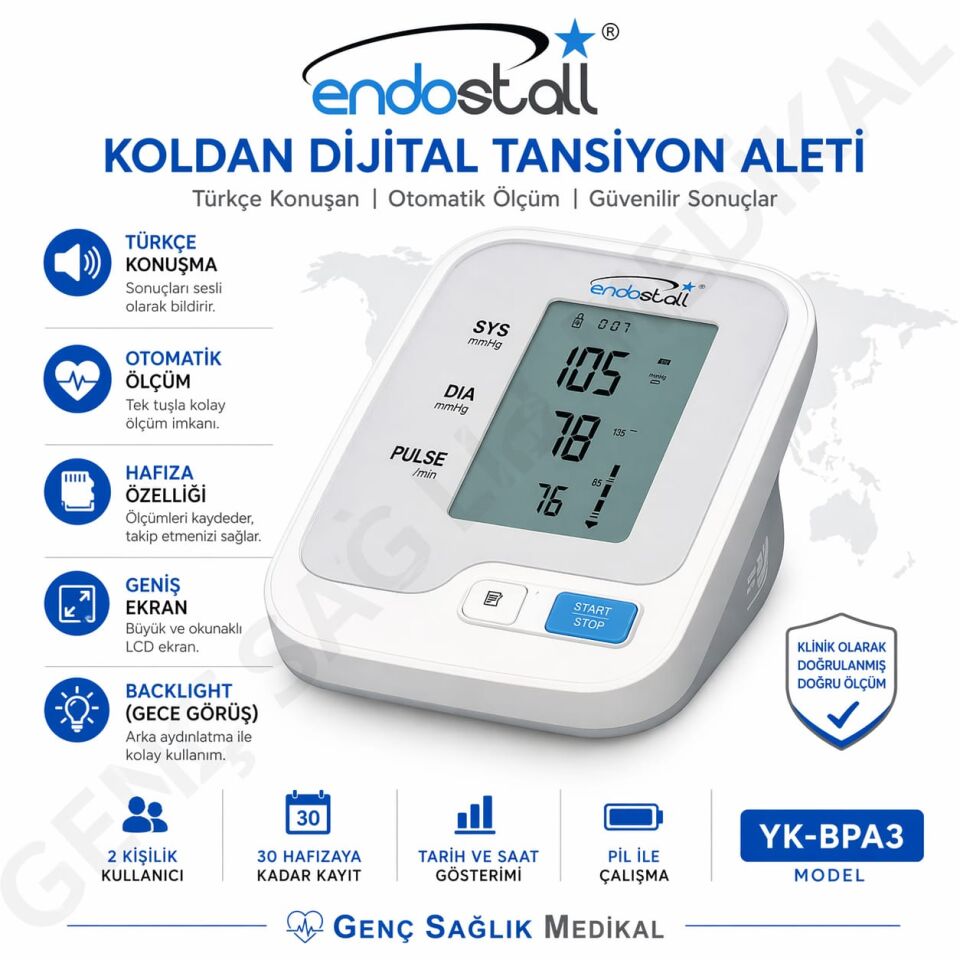 Endostall YK-BPA3 Türkçe Konuşan Tansiyon Aleti
