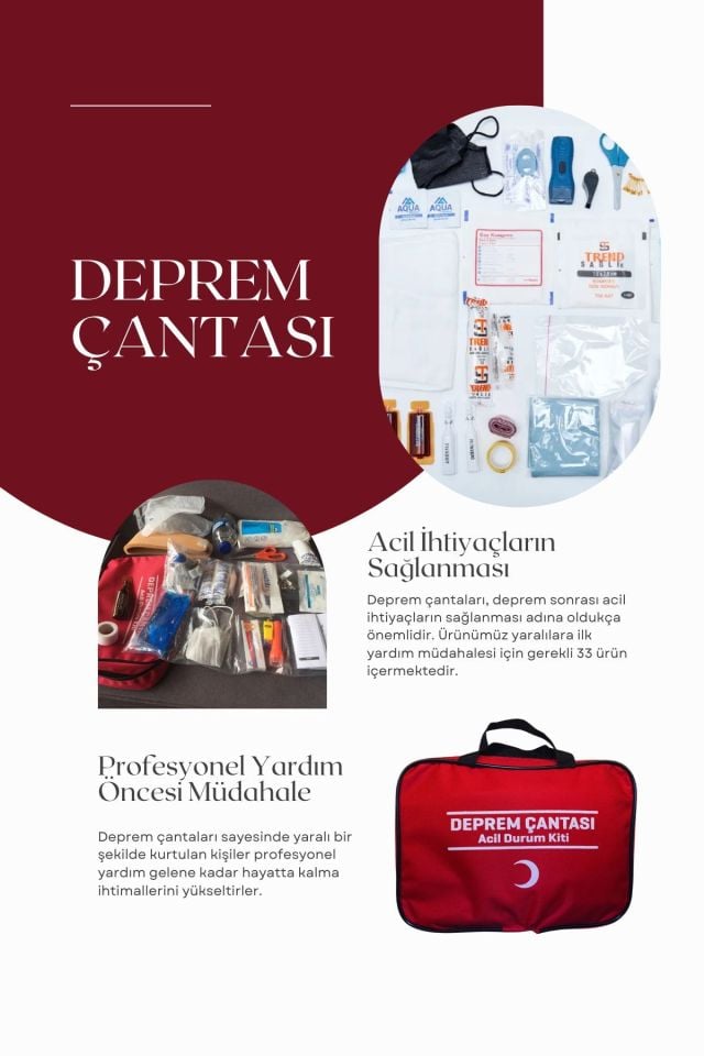 Deprem,Afet Çantası,Acil Durum,Ilk Yardım Kiti Seti 33 Parça