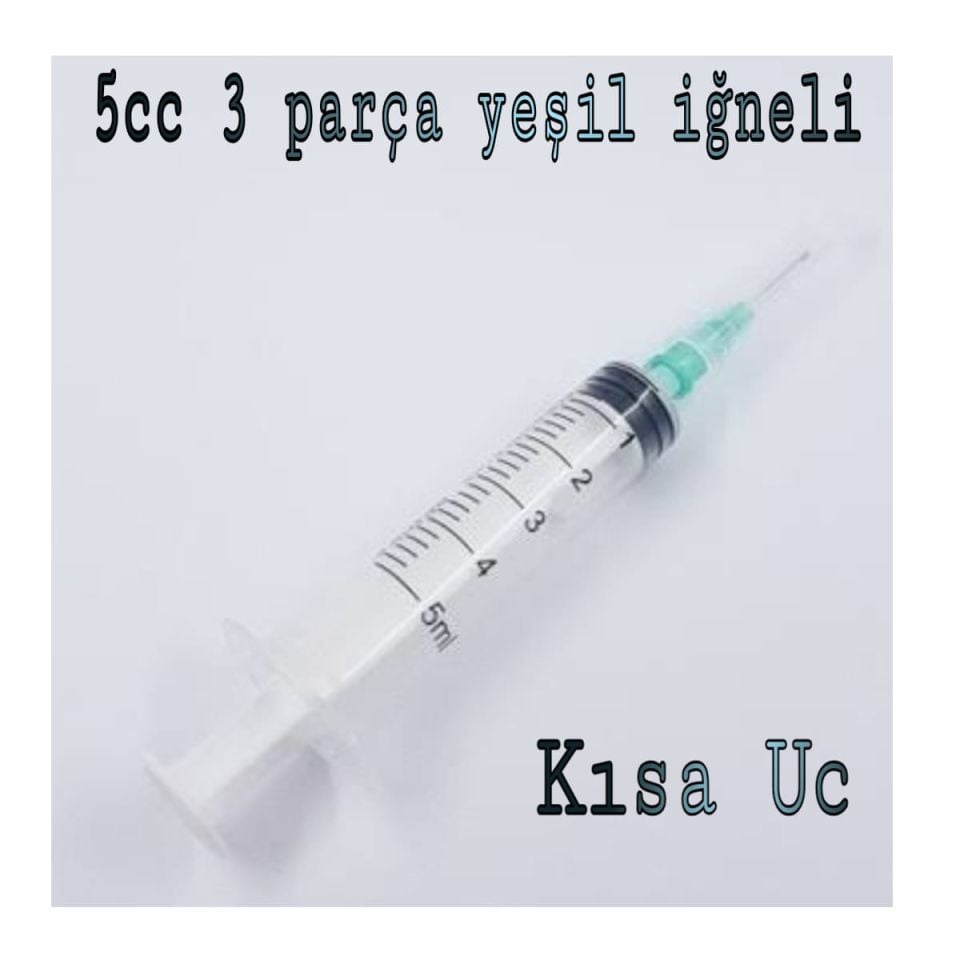 5 Cc Enjektör contalı 3 Parça Yeşil Kısa Uç (250-Adet) 750-ADET