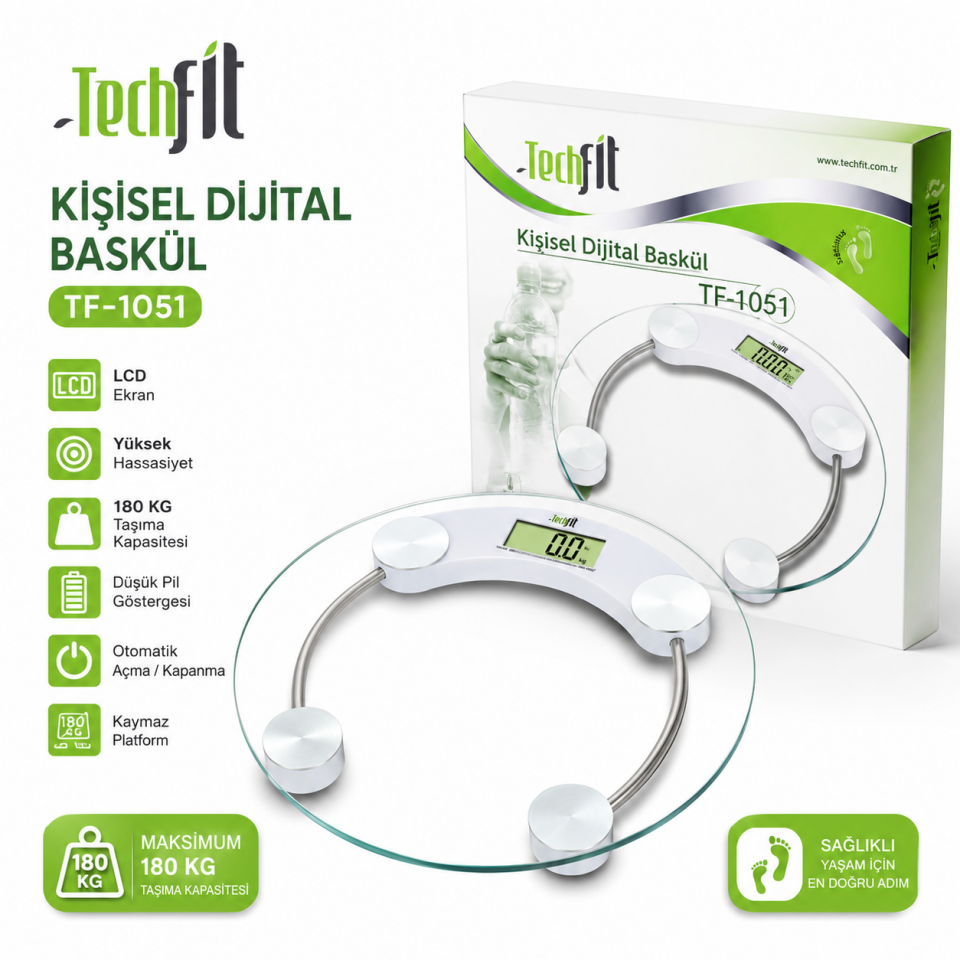 Techfit TF-1051 Dijital Baskül 180 KG | Kişisel Baskül
