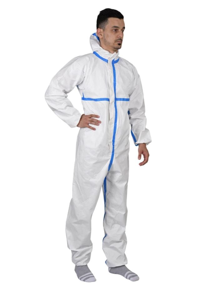 Tek Kullanımluk,Tulum Beyaz Şerili 55gr(20 Adet)L BEDEN