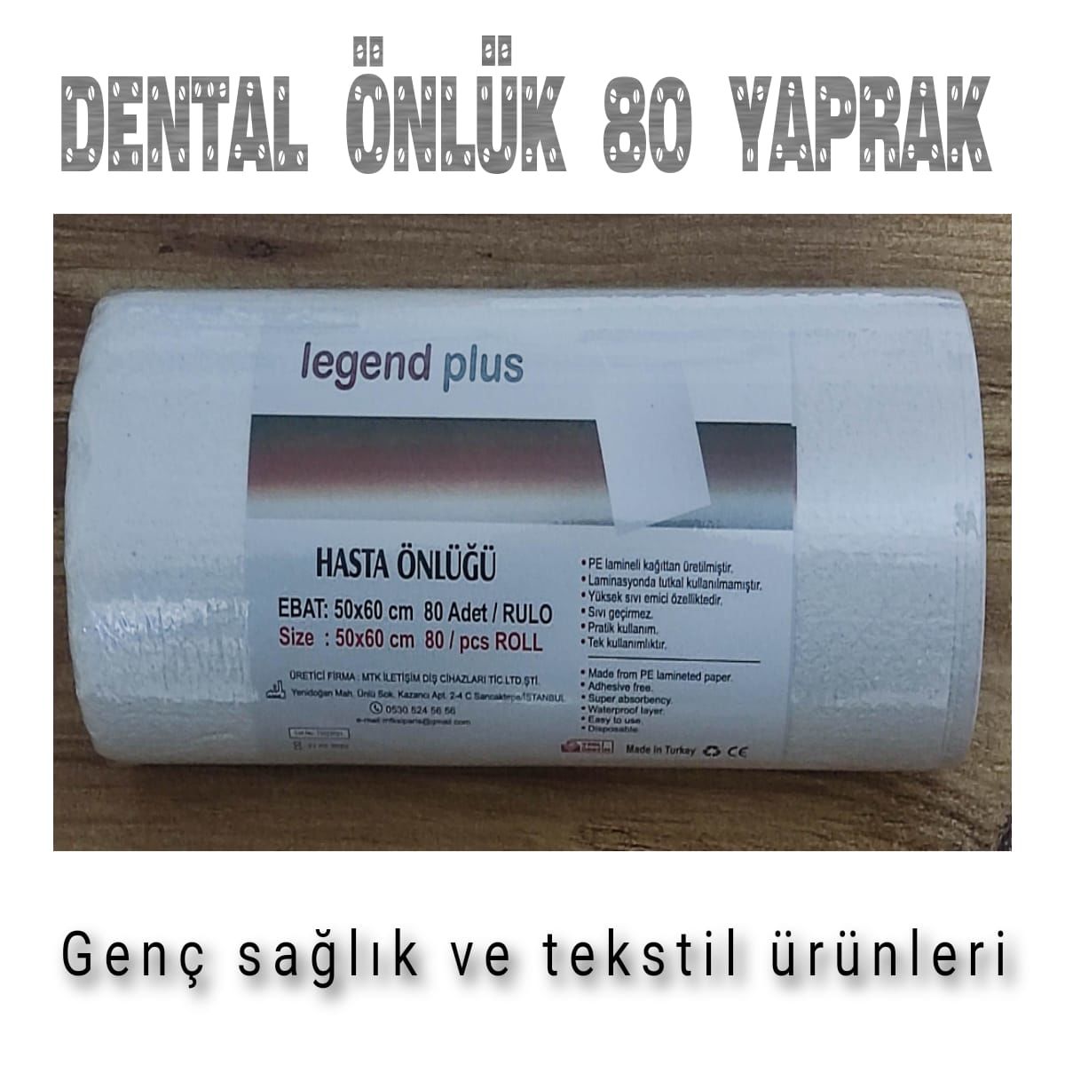 Dişçi Hasta Önlüğü,Tek Kullanımlık,Dental Önlük(80 YAPRAK)