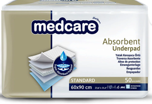 MEDCARE Yatak Koruyucu Örtü 60x90 – Underpad – Kedi Köpek Çiş Eğitim Pedi