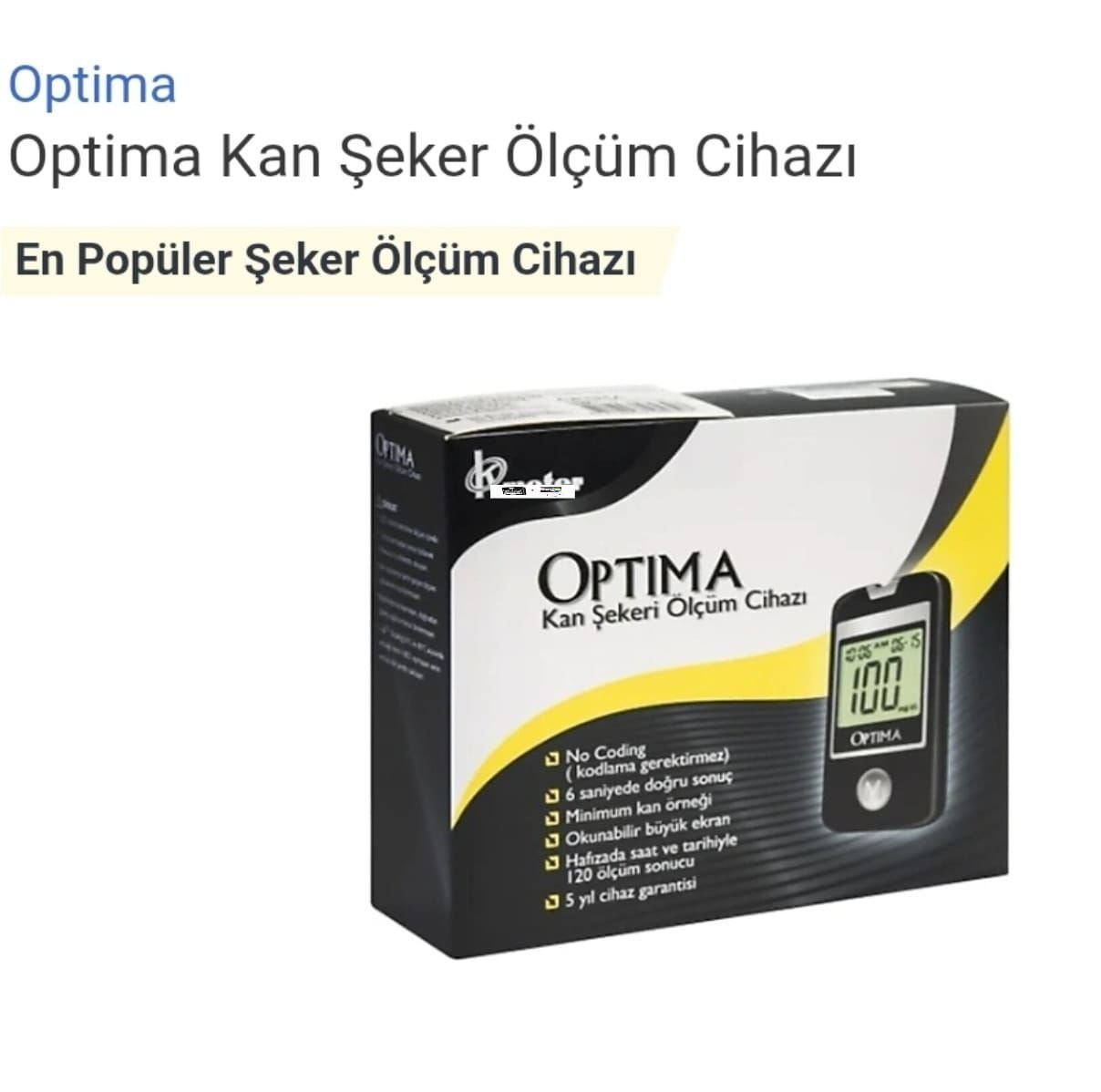 Optima Kan Şeker Ölçüm Cihazı