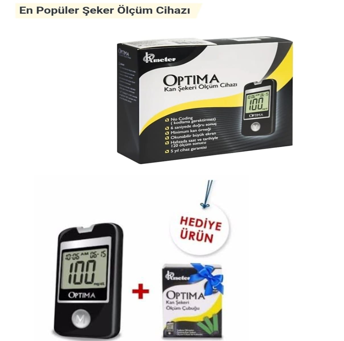 Optima KAN,Şeker Ölçüm Çihazı Şeker Ölçüm Stribi (50 Adet)