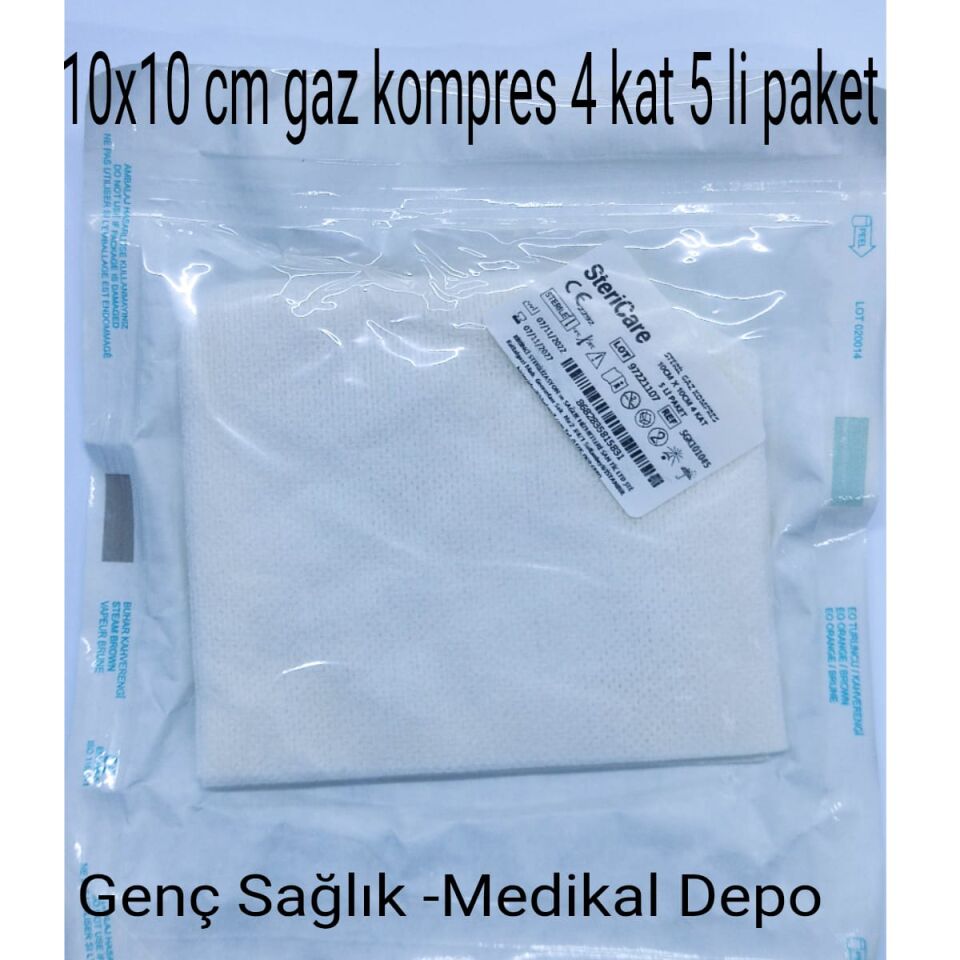 Steril Gaz Kompres 10x10 cm 4Kat 5'li Paket Nonwonen