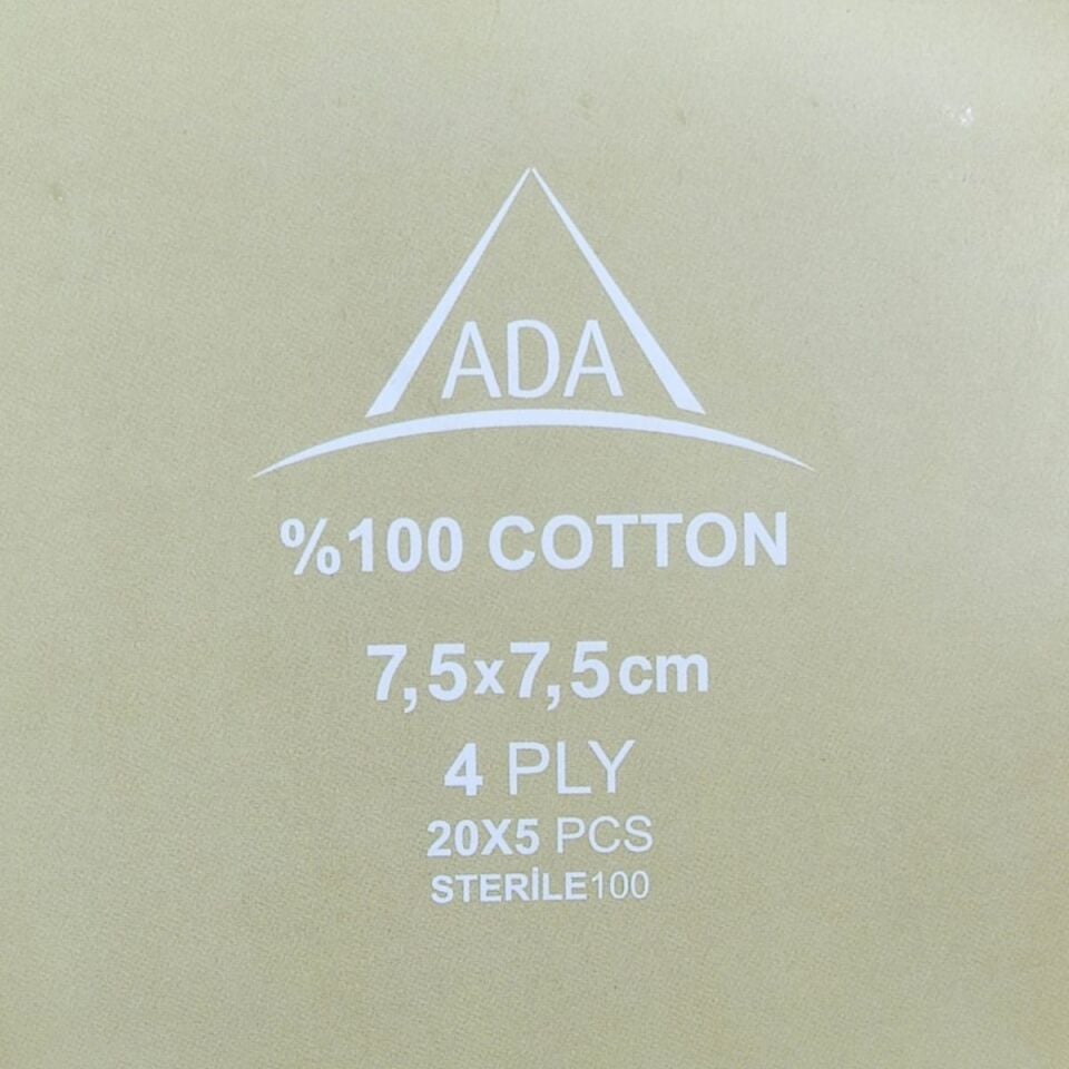 ADA Steril Spanç 7,5x7,5 cm – 4 Kat 100’lü - %100 Pamuk