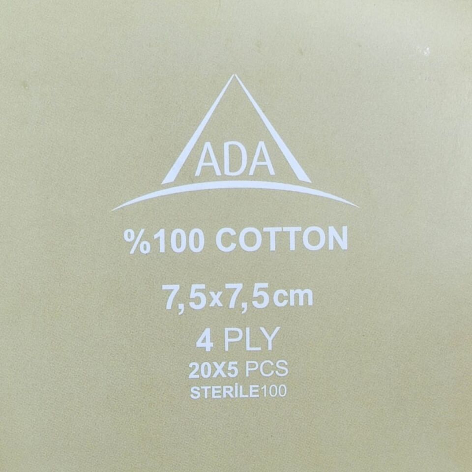 ADA Steril Spanç 7,5x7,5 cm – 4 Kat 100’lü - %100 Pamuk