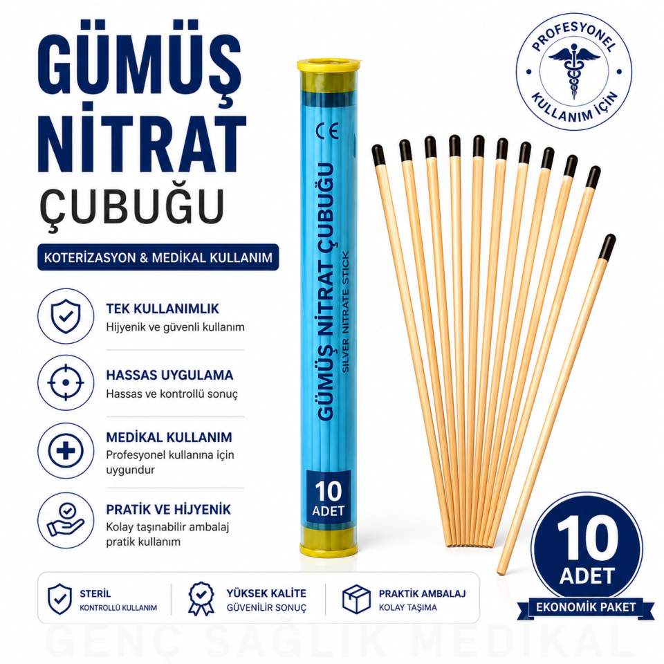 Gümüş Nitrat Çubuğu Silver Nitrate Stick 10’lu Paket