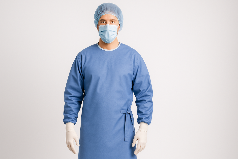 SMS Mavi Doktor Önlüğü 100 Adet Ribanalı