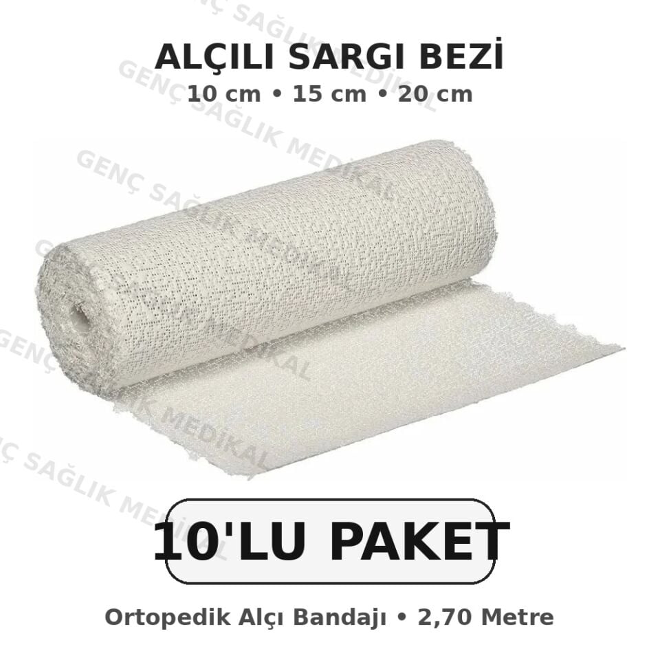 Ortopedik Alçı Bandajı-Sargı 10 cm – 15 cm – 20 cm 10'lu Paket