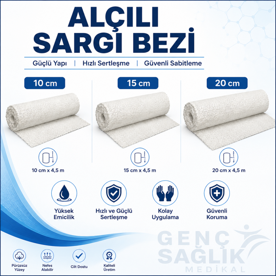 Ortopedik Alçı Bandajı-Sargı 10 cm – 15 cm – 20 cm 50'li Paket