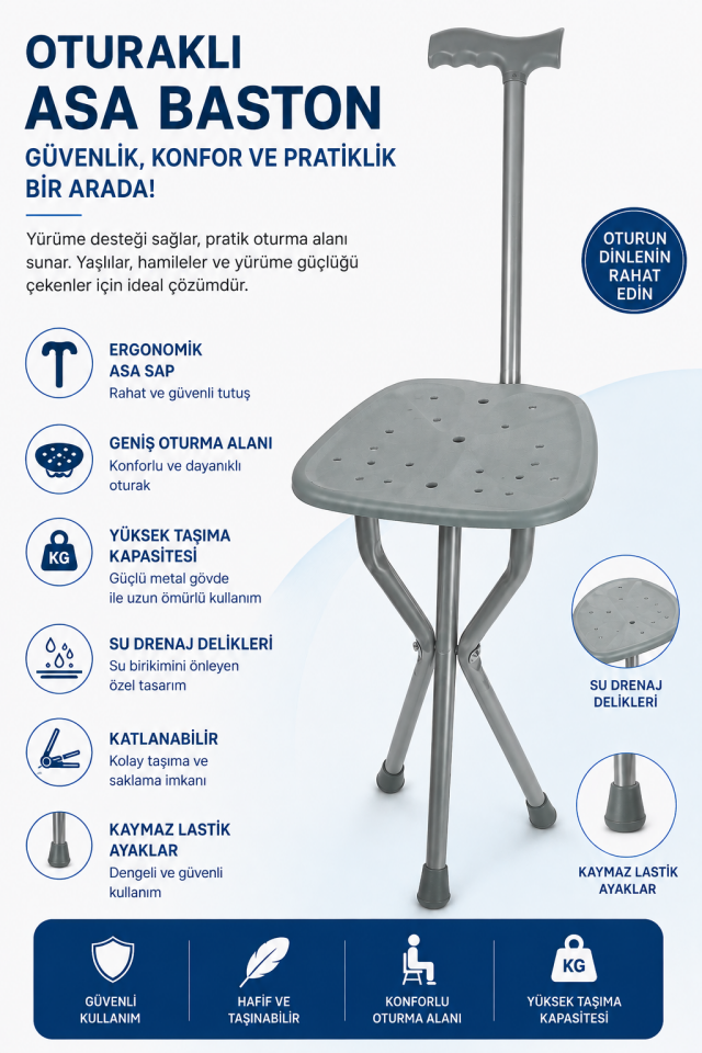 Tabureli Baston Asa (Oturaklı)